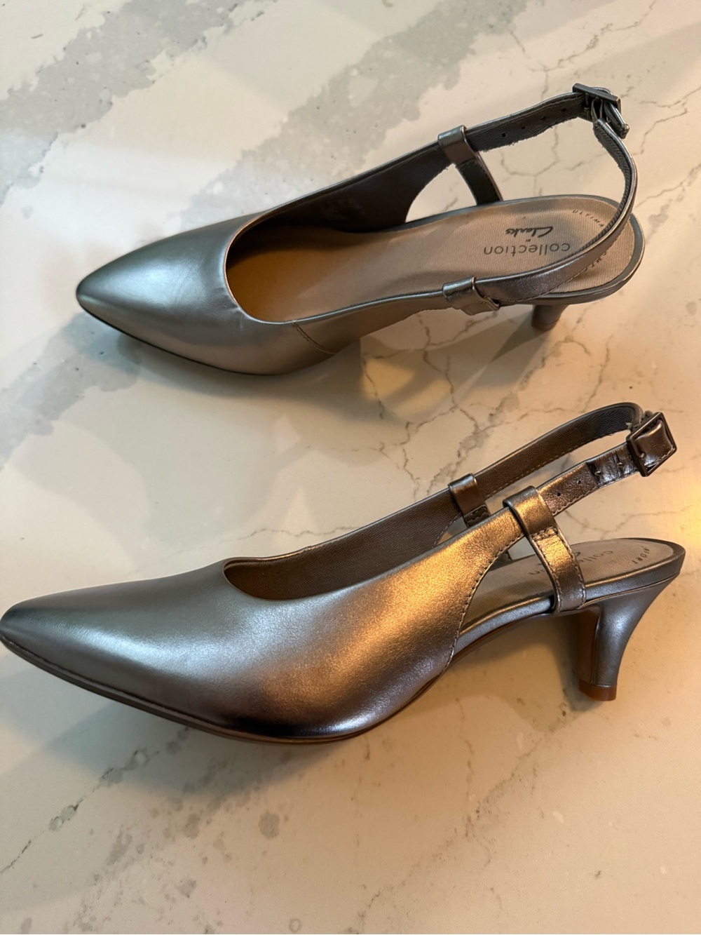 Metallic Silver Slingback Ultimate Comfort Pumps